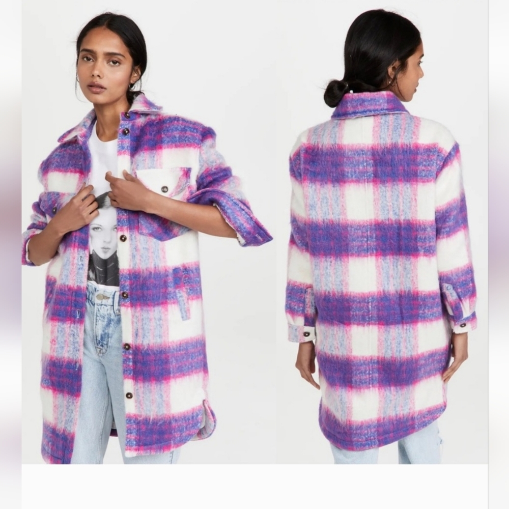 Blank NYC Purple & White Plaid Shacket